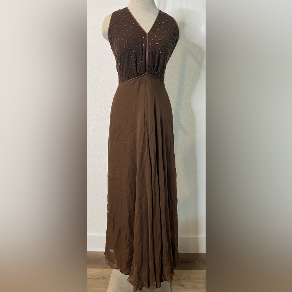 Donald Deal Vintage 80’s Silk Rhinestone Embellished Formal Dress Made in USA